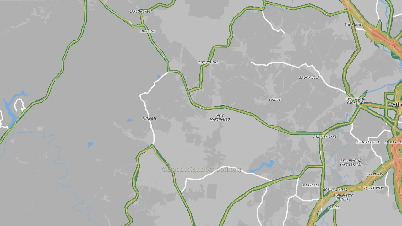 New Marshfield, OH Map of Noise Levels in New Marshfield