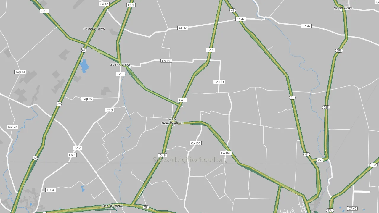New Martinsburg, OH Map of Noise Levels in New Martinsburg