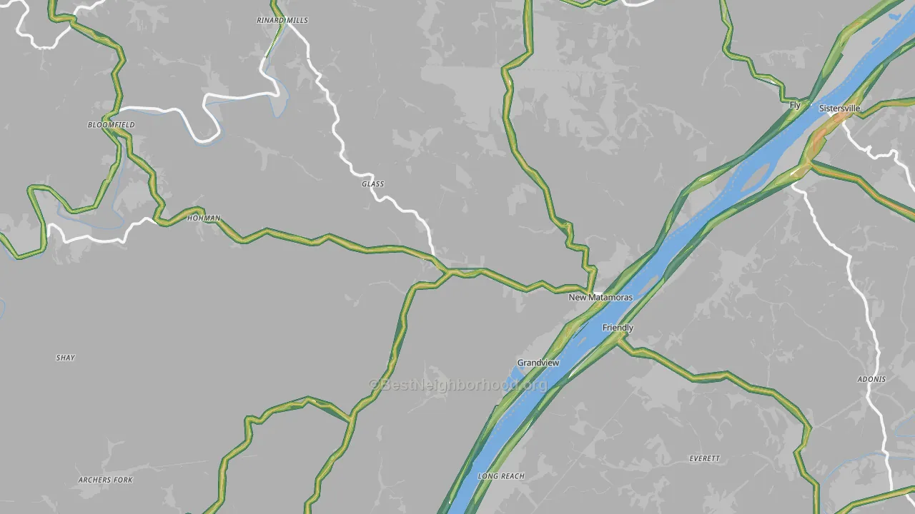 New Matamoras, OH Map of Noise Levels in New Matamoras