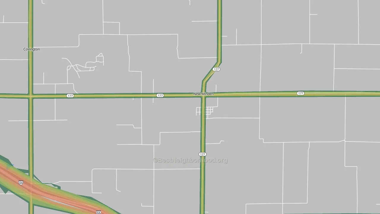 New Minden, IL Map of Noise Levels in New Minden