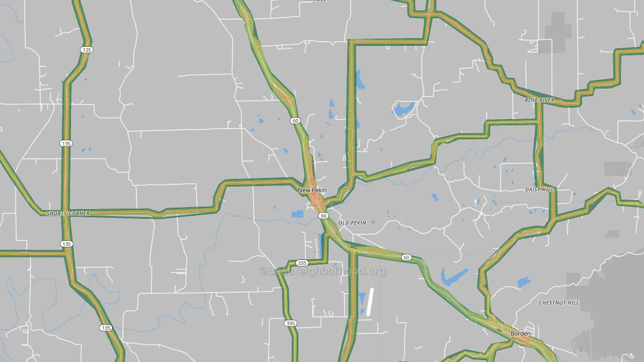 New Pekin, IN Map of Noise Levels in New Pekin