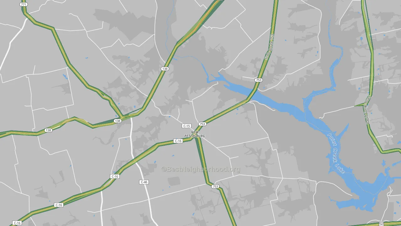 New Petersburg, OH Map of Noise Levels in New Petersburg