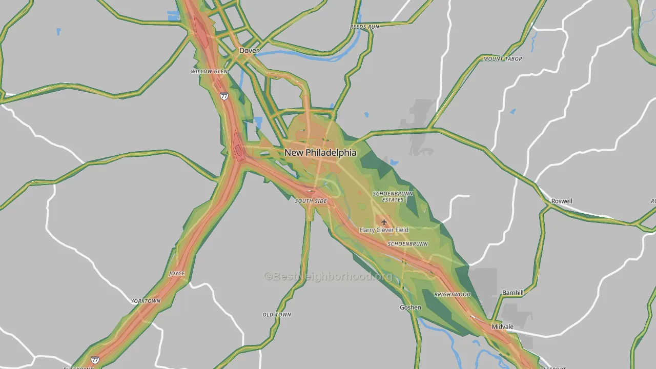 New Philadelphia, OH Map of Noise Levels in New Philadelphia