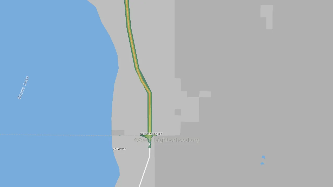 New Pine Creek, OR Map of Noise Levels in New Pine Creek