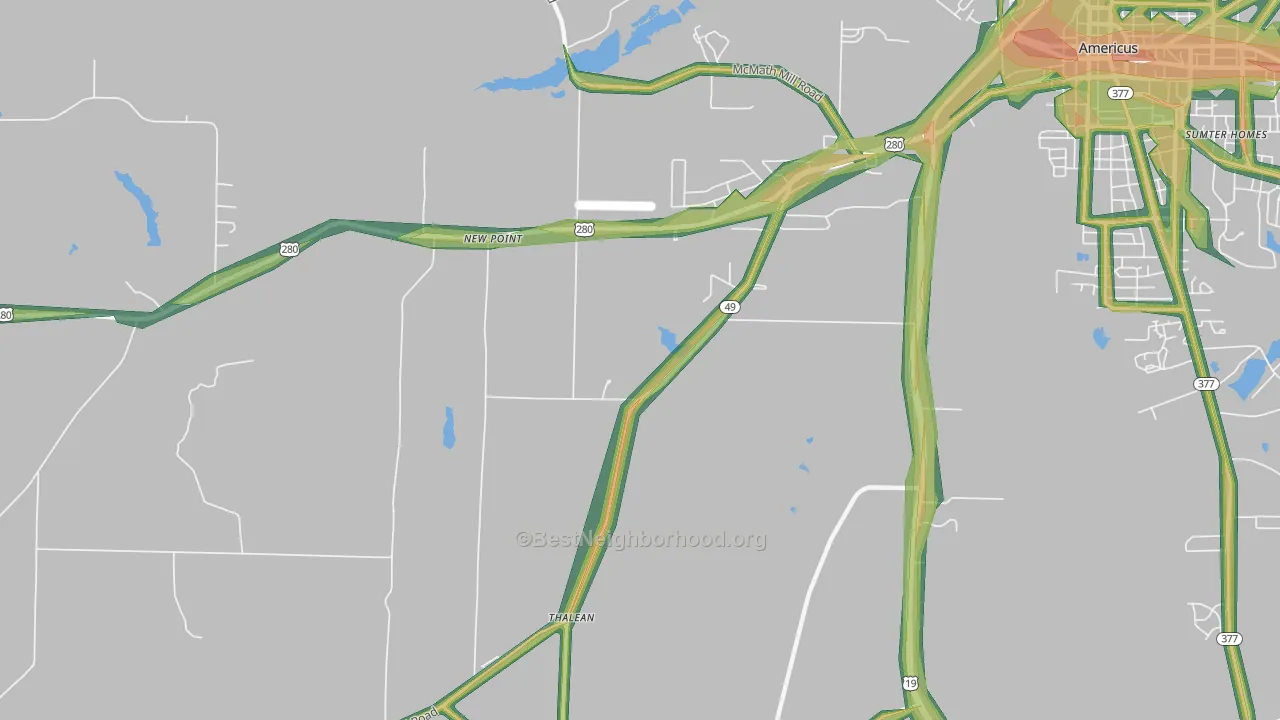 New Point, GA Map of Noise Levels in New Point