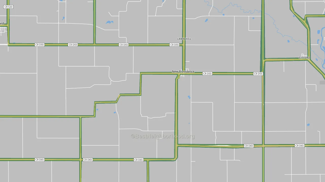 New Providence, IA Map of Noise Levels in New Providence