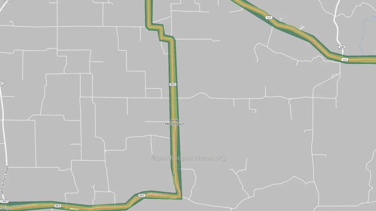 New Providence, KY Map of Noise Levels in New Providence