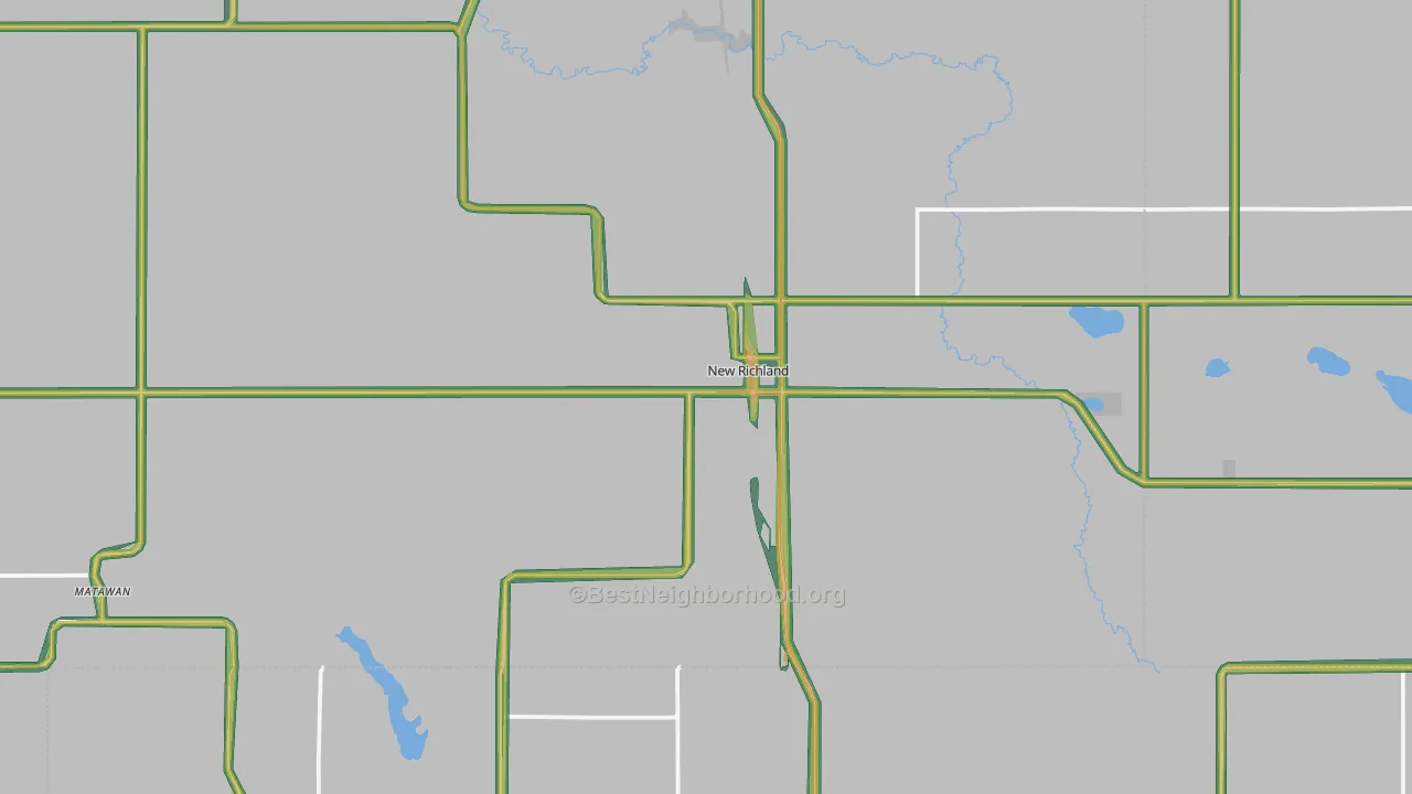 New Richland, MN Map of Noise Levels in New Richland