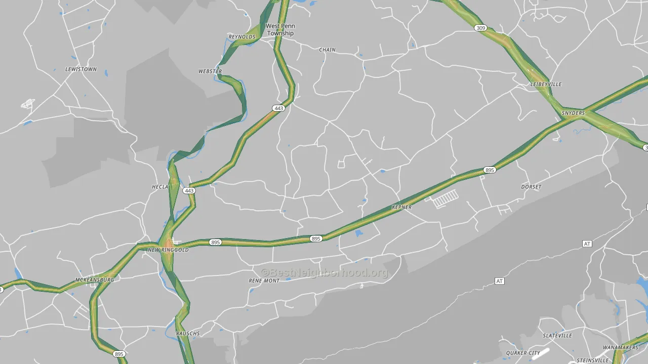 New Ringgold, PA Map of Noise Levels in New Ringgold