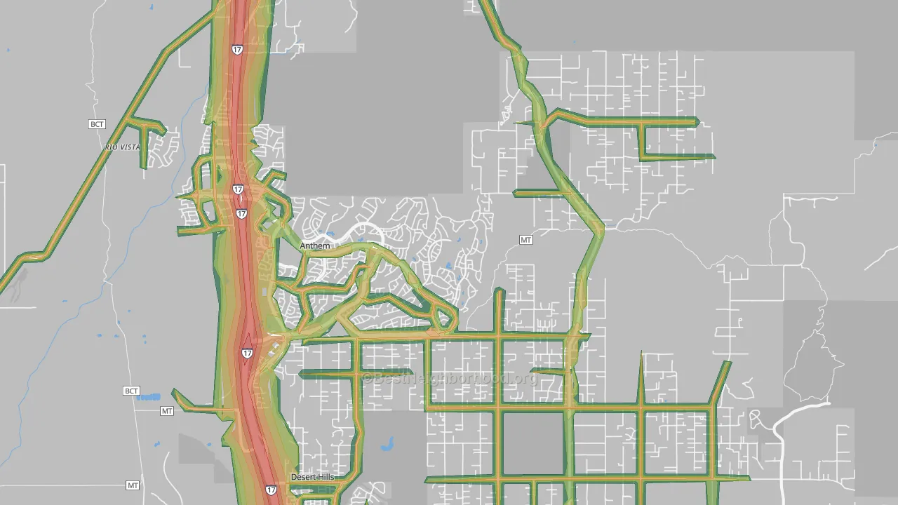 New River, AZ Map of Noise Levels in New River