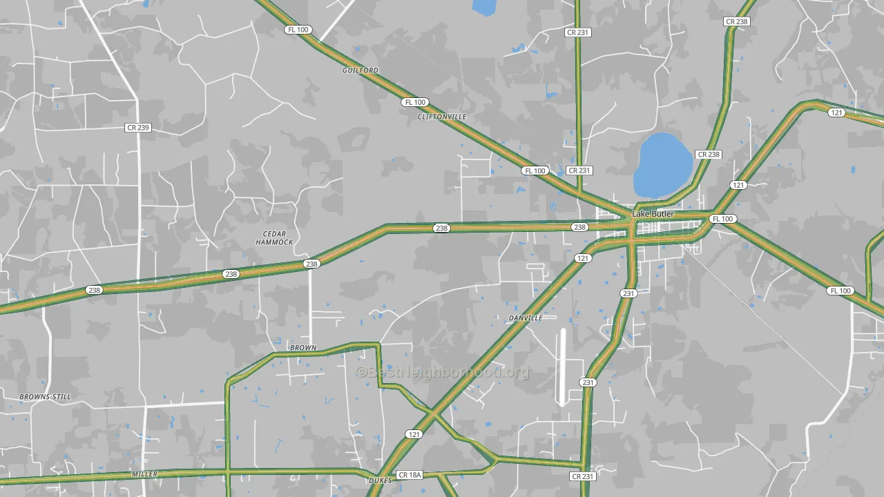 New River, FL Map of Noise Levels in New River