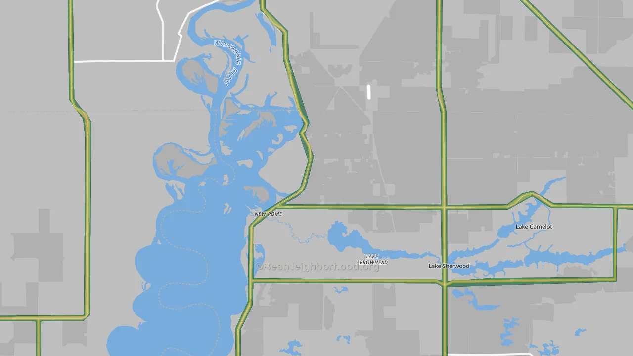 New Rome, WI Map of Noise Levels in New Rome