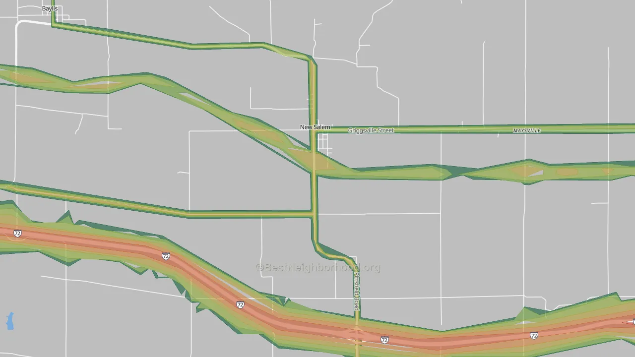 New Salem, IL Map of Noise Levels in New Salem