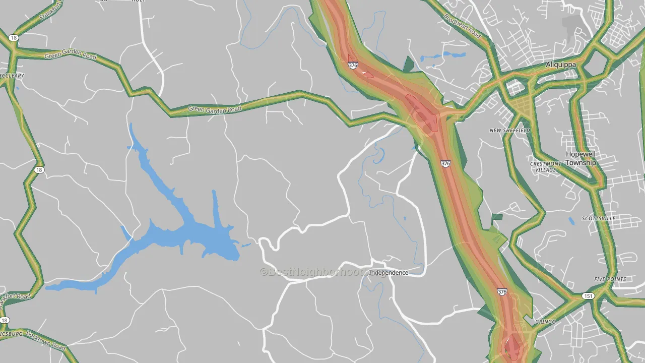 New Sheffield, PA Map of Noise Levels in New Sheffield