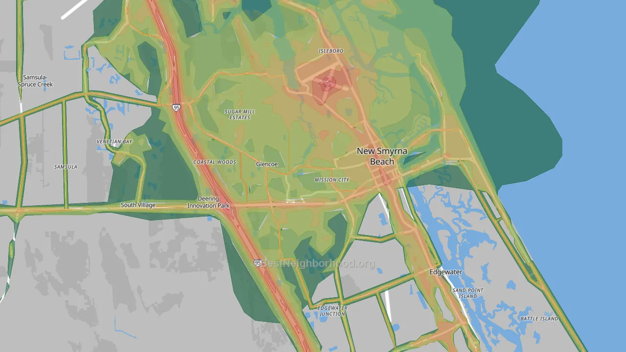 New Smyrna Beach, FL Map of Noise Levels in New Smyrna Beach