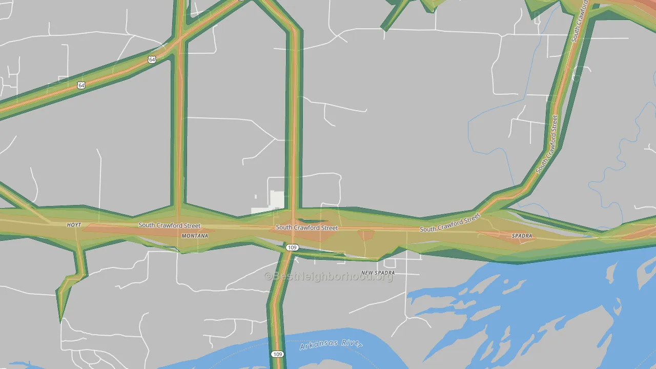 New Spadra, AR Map of Noise Levels in New Spadra