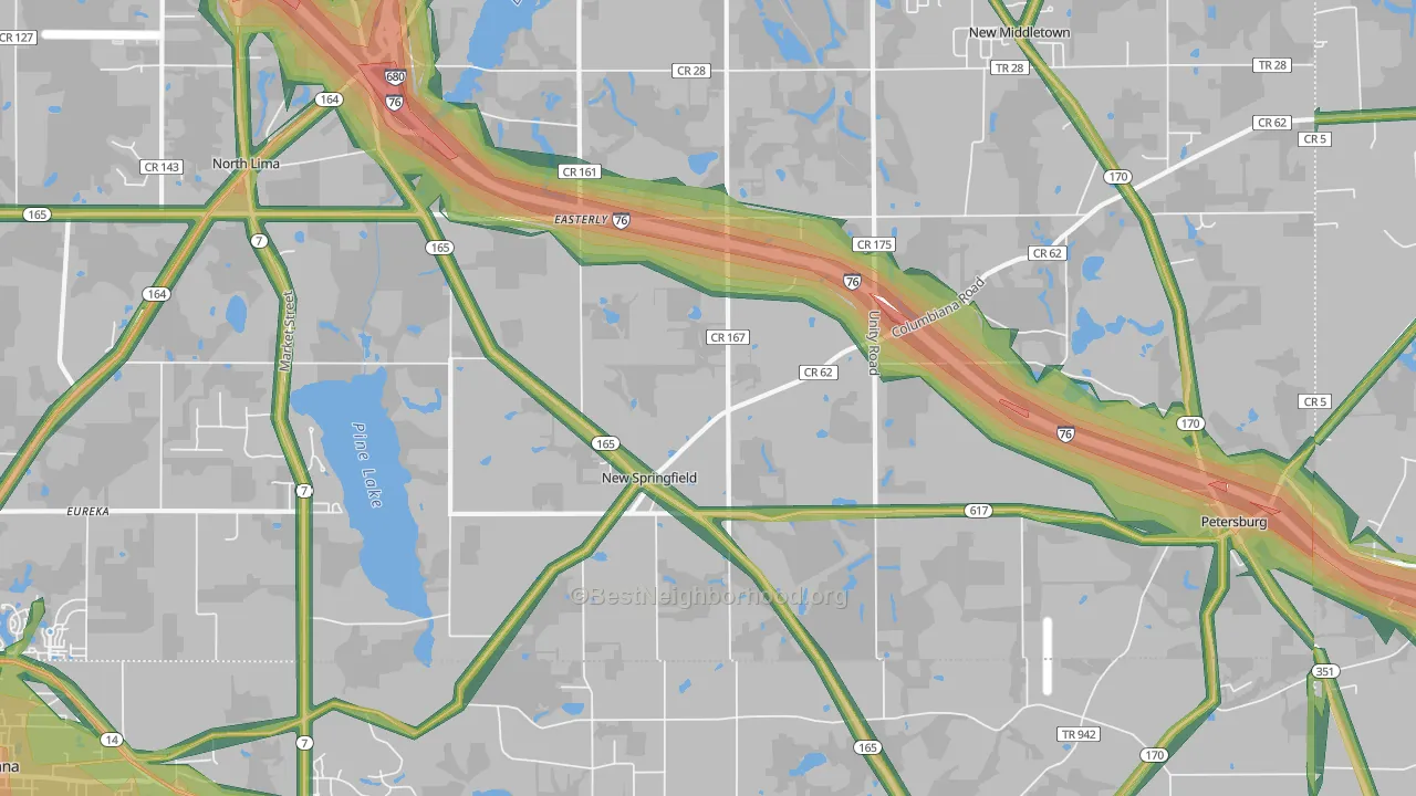 New Springfield, OH Map of Noise Levels in New Springfield