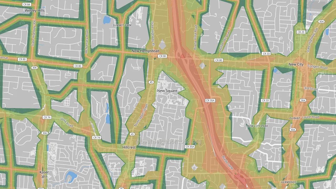 New Square, NY Map of Noise Levels in New Square