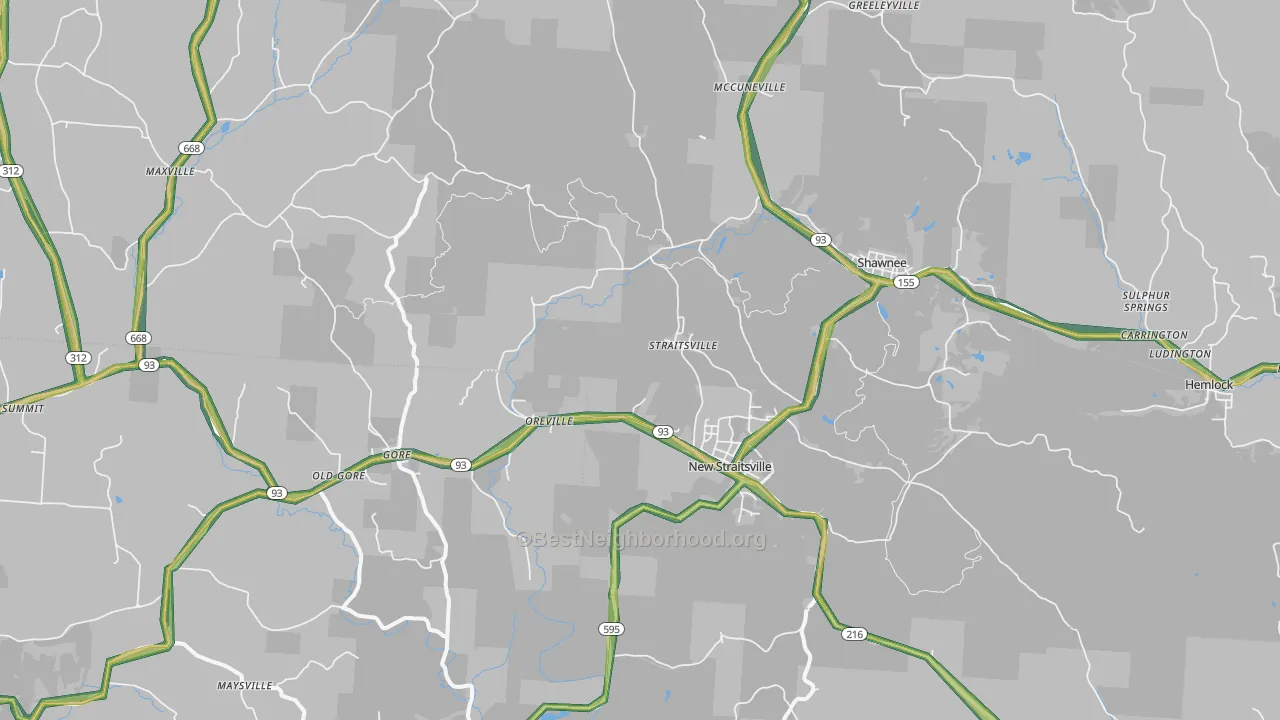 New Straitsville, OH Map of Noise Levels in New Straitsville