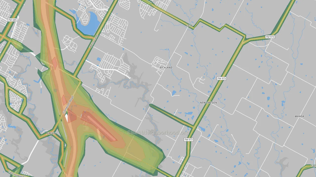 New Sweden, TX Map of Noise Levels in New Sweden
