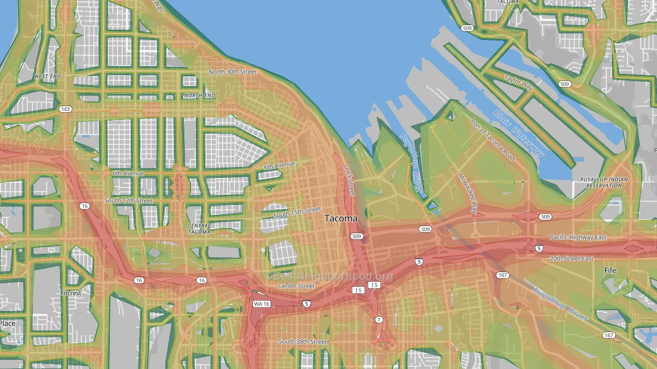New Tacoma, Tacoma, WA Map of Noise Levels in New Tacoma