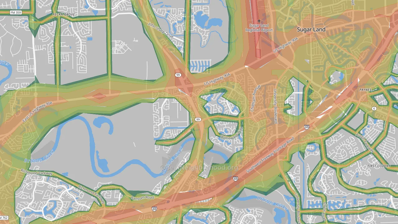 New Territory, TX Map of Noise Levels in New Territory