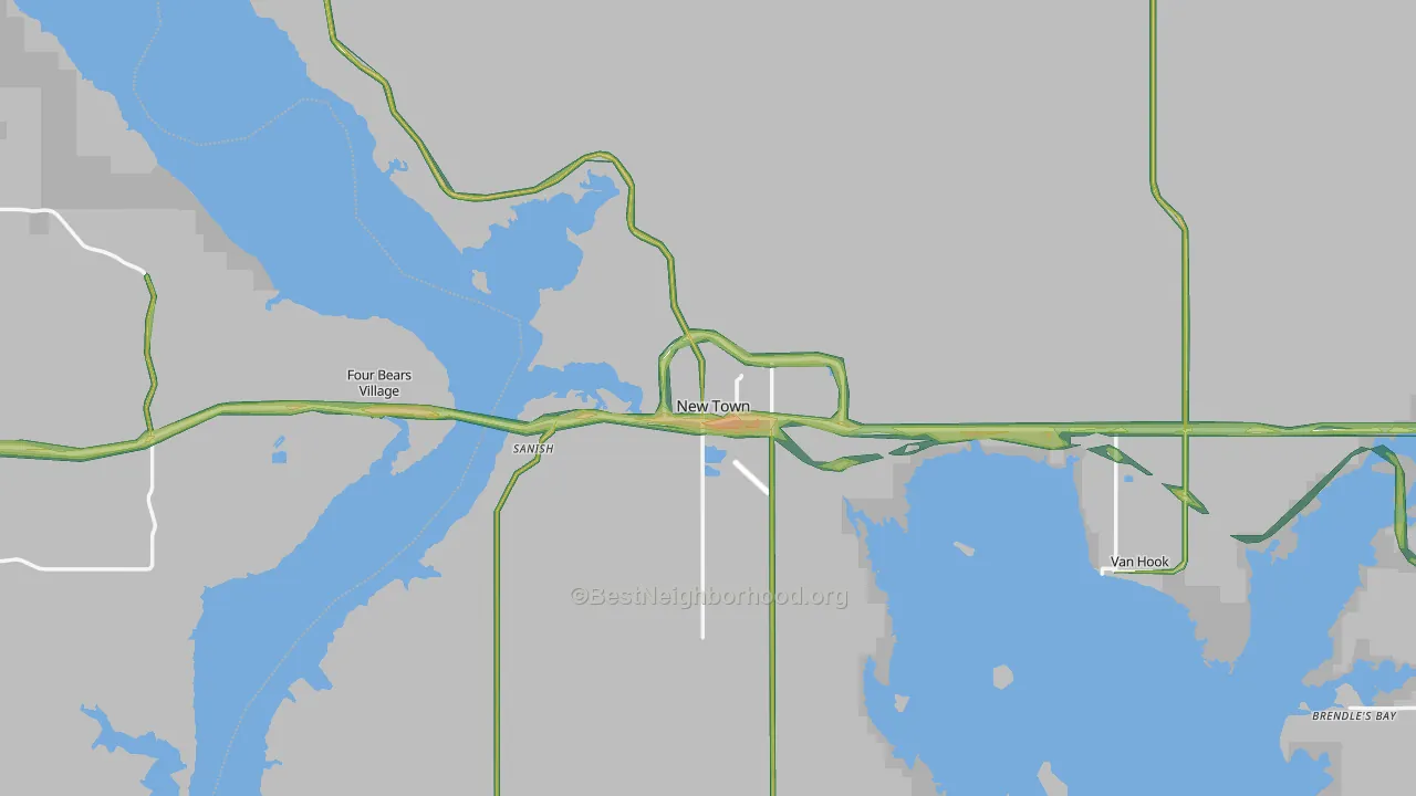 New Town, ND Map of Noise Levels in New Town