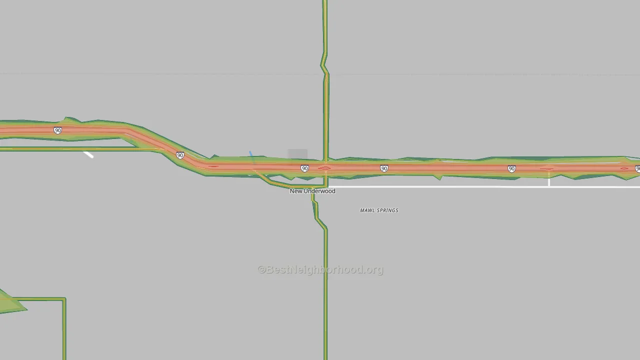 New Underwood, SD Map of Noise Levels in New Underwood