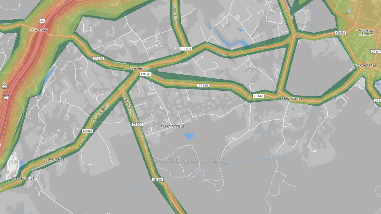 New Vernon, NJ Map of Noise Levels in New Vernon