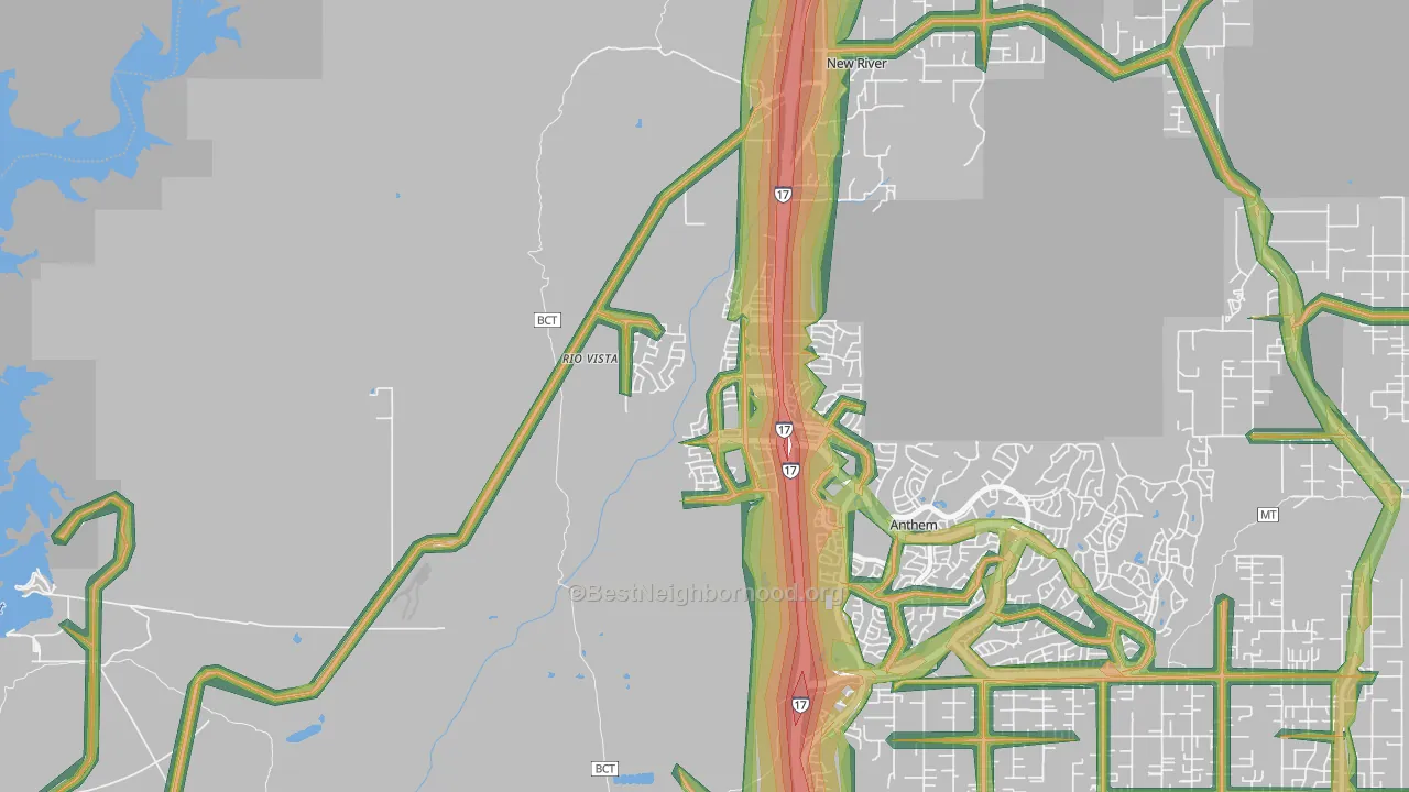 New Village, New River, AZ Map of Noise Levels in New Village