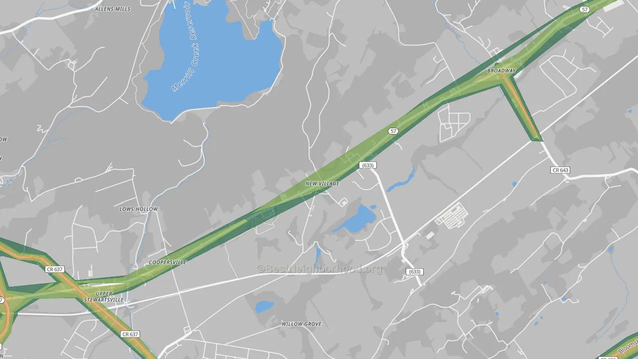 New Village, NJ Map of Noise Levels in New Village