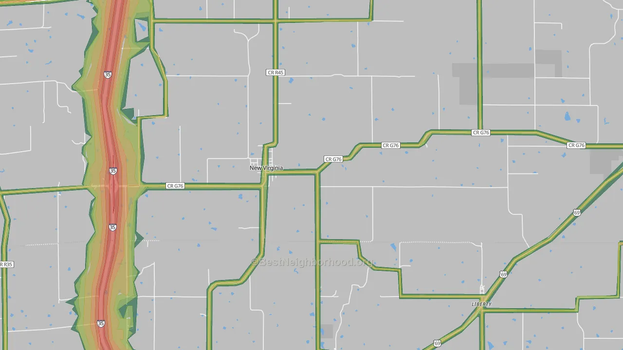 New Virginia, IA Map of Noise Levels in New Virginia