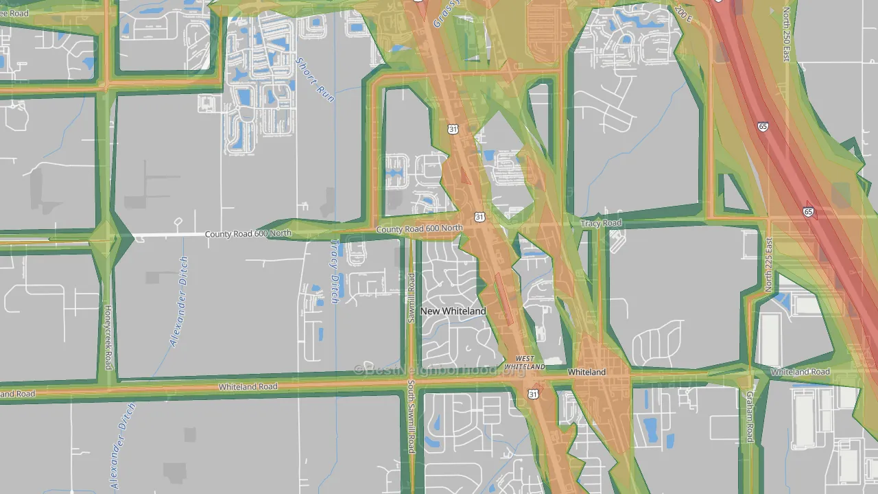 New Whiteland, IN Map of Noise Levels in New Whiteland