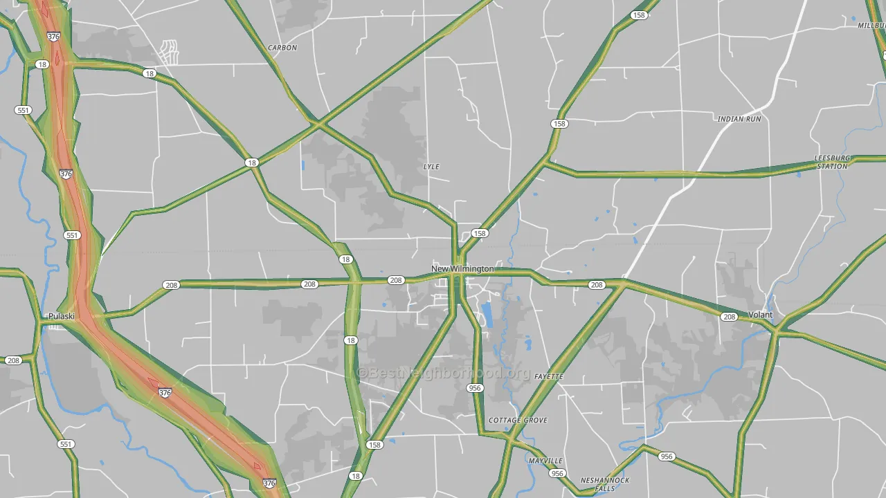 New Wilmington, PA Map of Noise Levels in New Wilmington