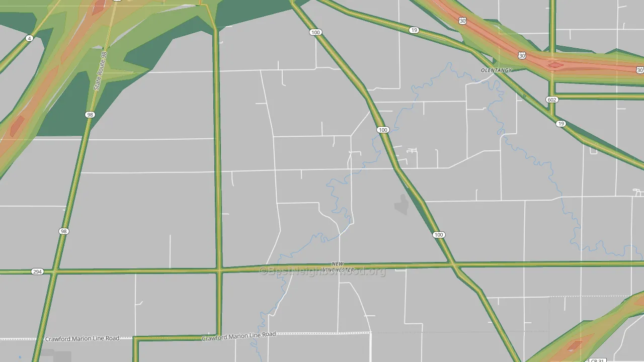 New Winchester, OH Map of Noise Levels in New Winchester