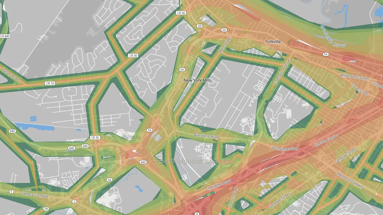 New York Mills, NY Map of Noise Levels in New York Mills