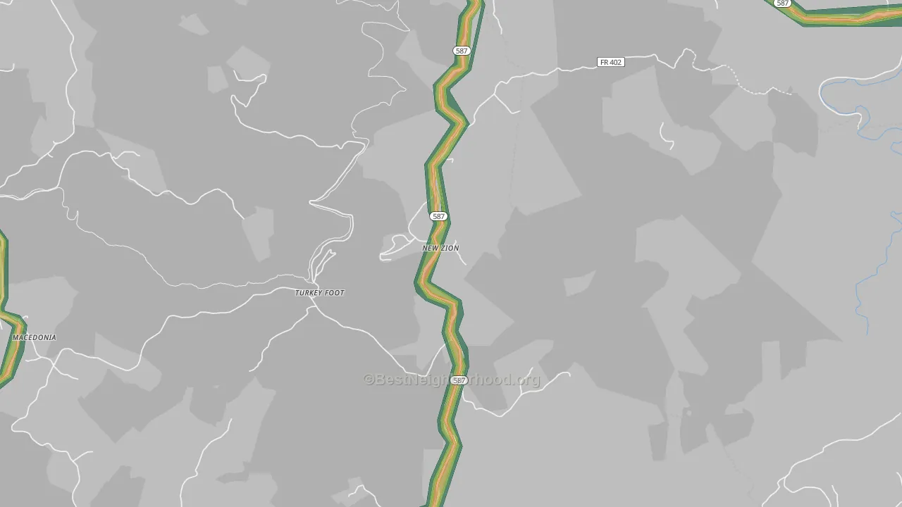 New Zion, KY Map of Noise Levels in New Zion