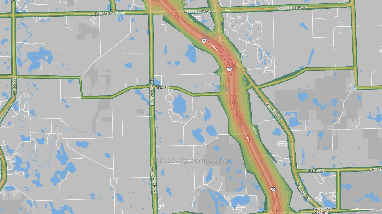 Newark, MI Map of Noise Levels in Newark
