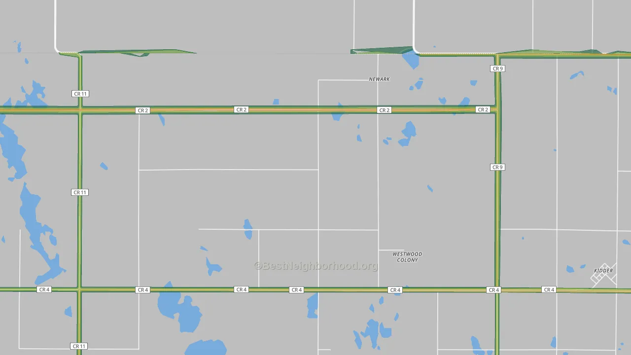 Newark, SD Map of Noise Levels in Newark