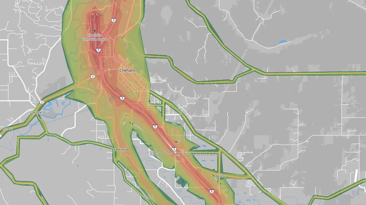 Newaukum, WA Map of Noise Levels in Newaukum