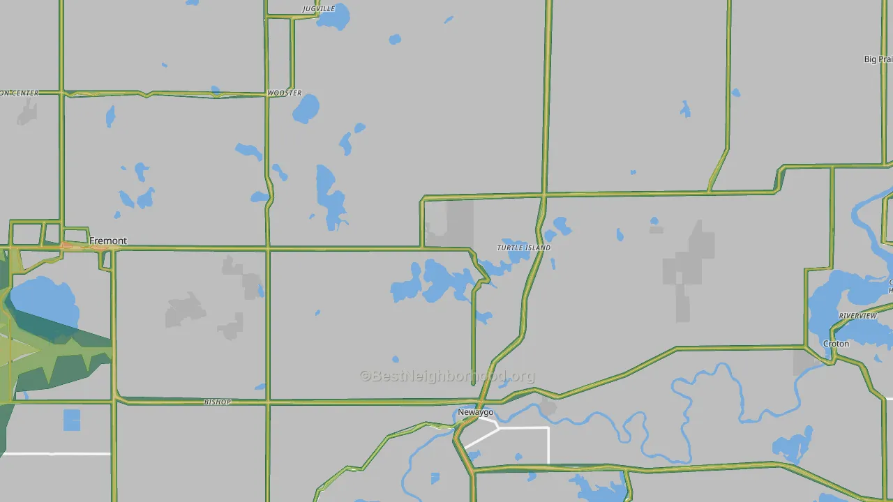 Newaygo County, MI Map of Noise Levels in Newaygo County