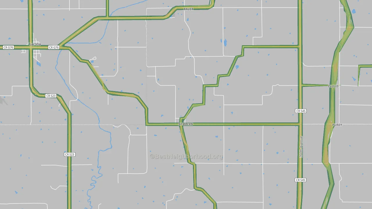 Newbern, IA Map of Noise Levels in Newbern