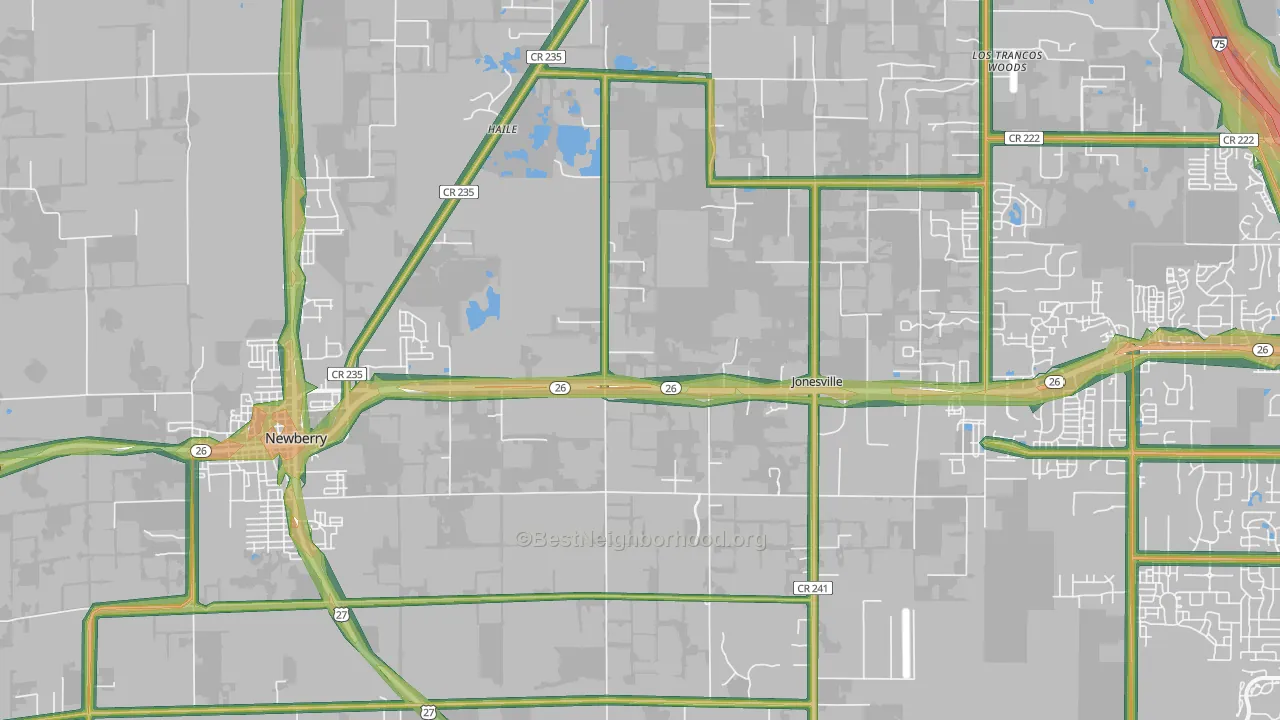 Newberry, FL Map of Noise Levels in Newberry