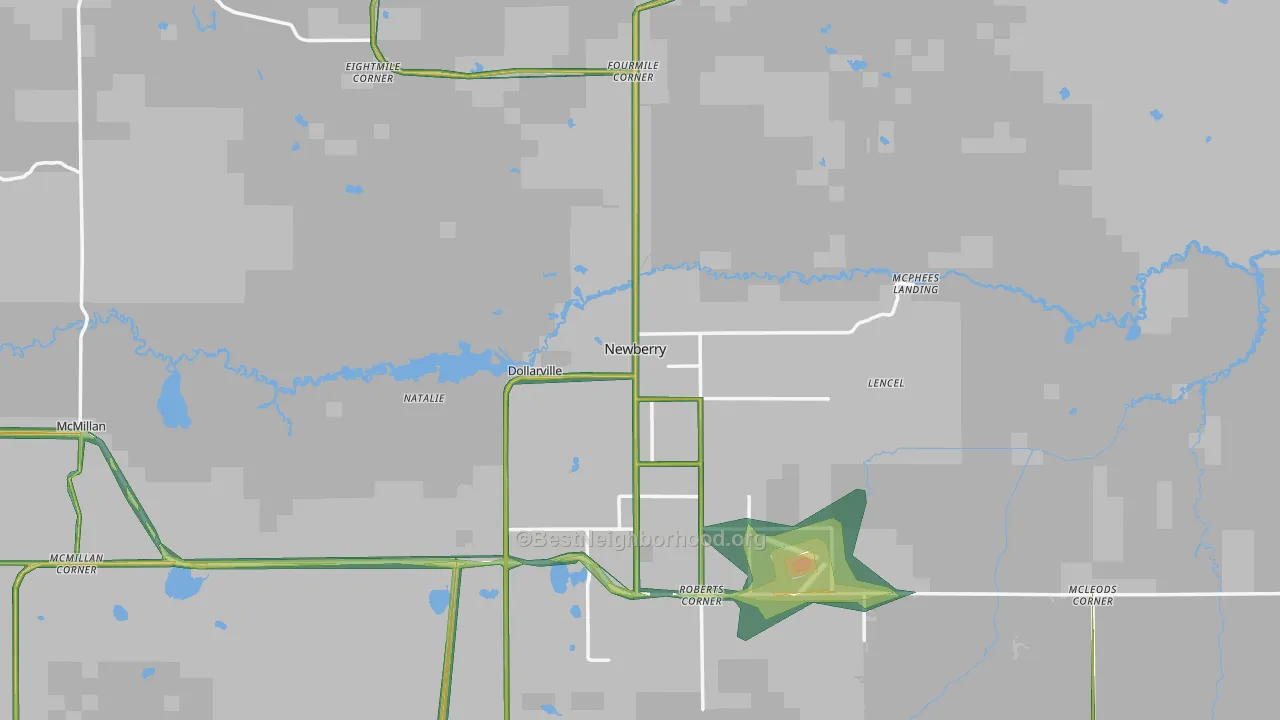 Newberry, MI Map of Noise Levels in Newberry