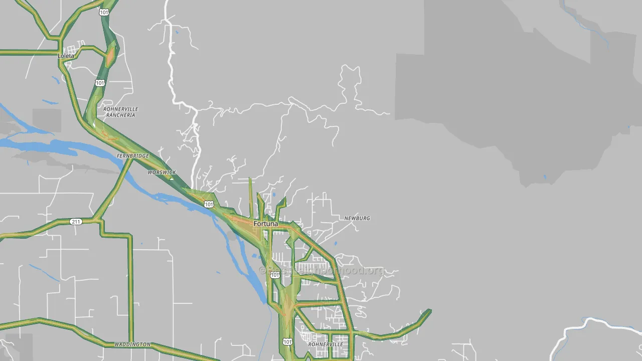 Newburg, CA Map of Noise Levels in Newburg