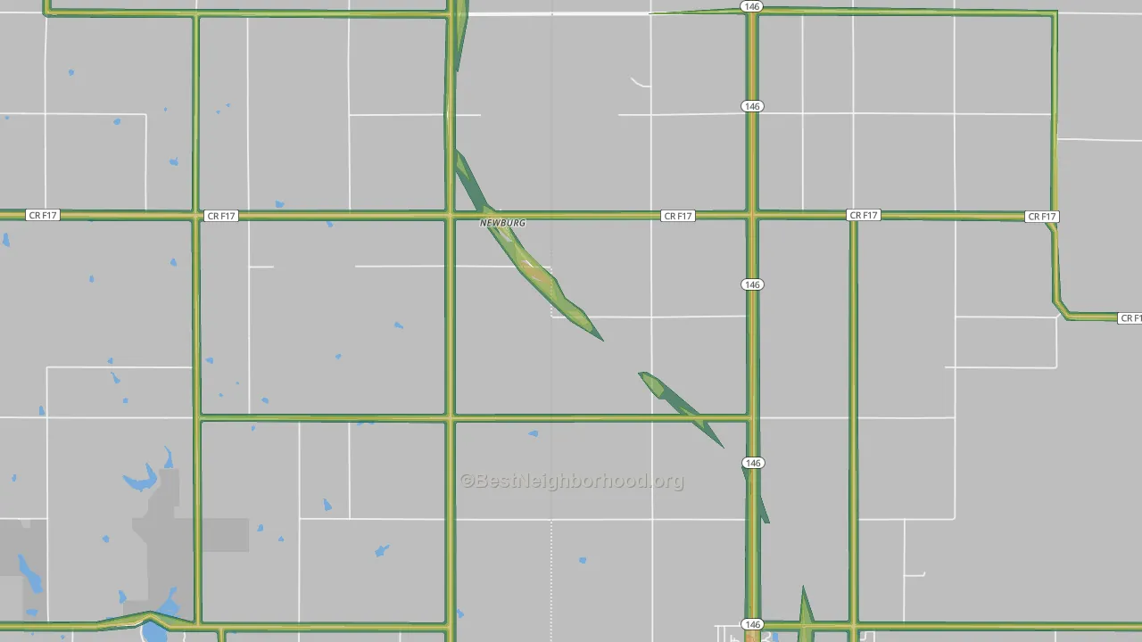 Newburg, IA Map of Noise Levels in Newburg