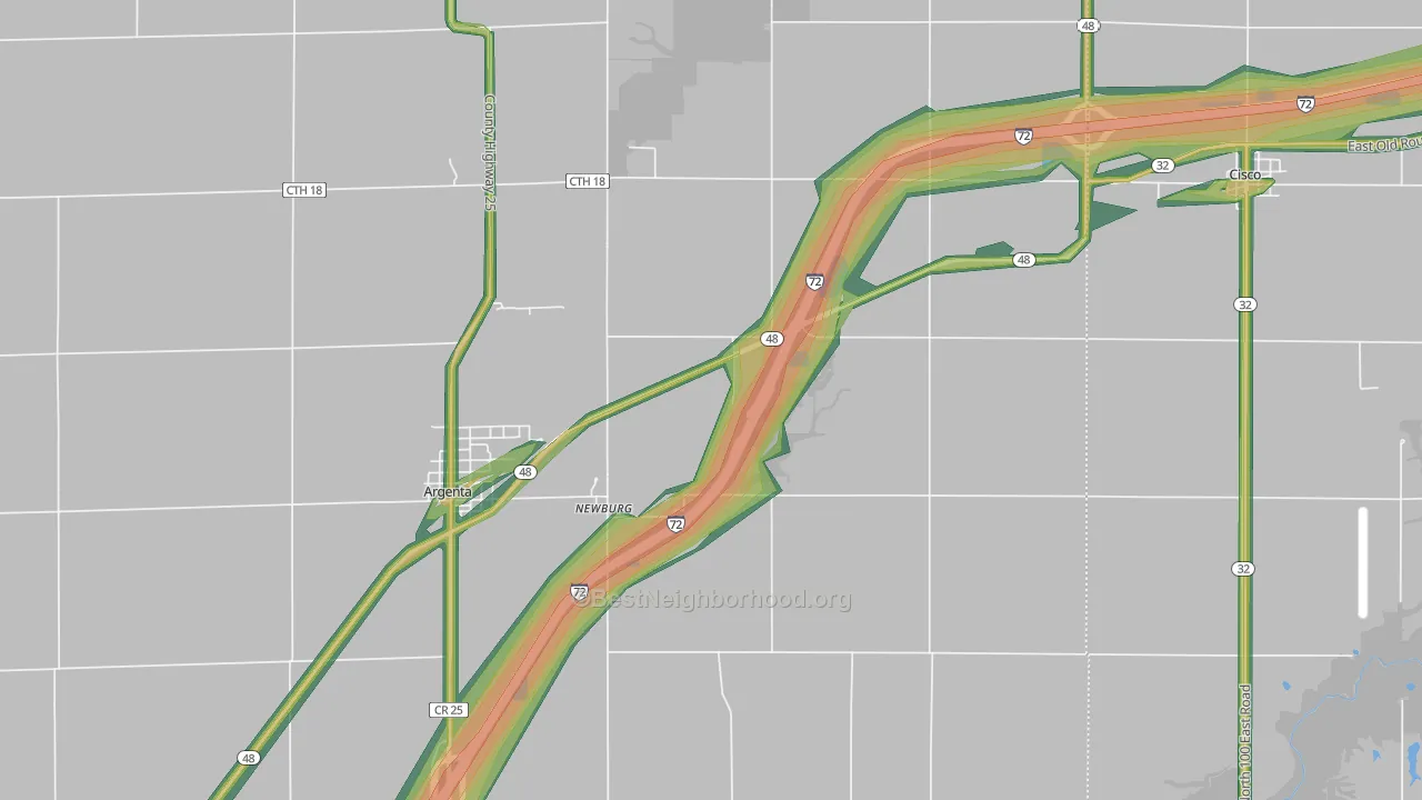 Newburg, IL Map of Noise Levels in Newburg