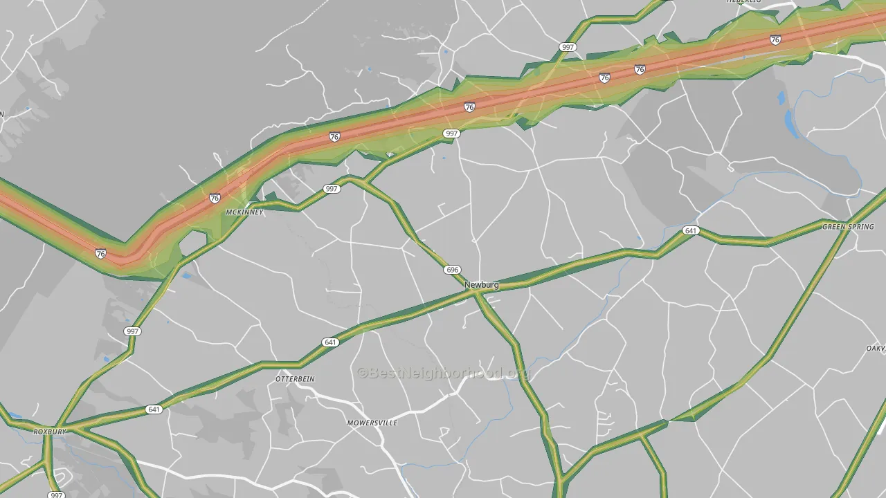 Newburg, PA Map of Noise Levels in Newburg