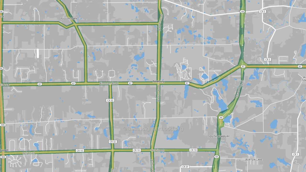 Newbury, OH Map of Noise Levels in Newbury