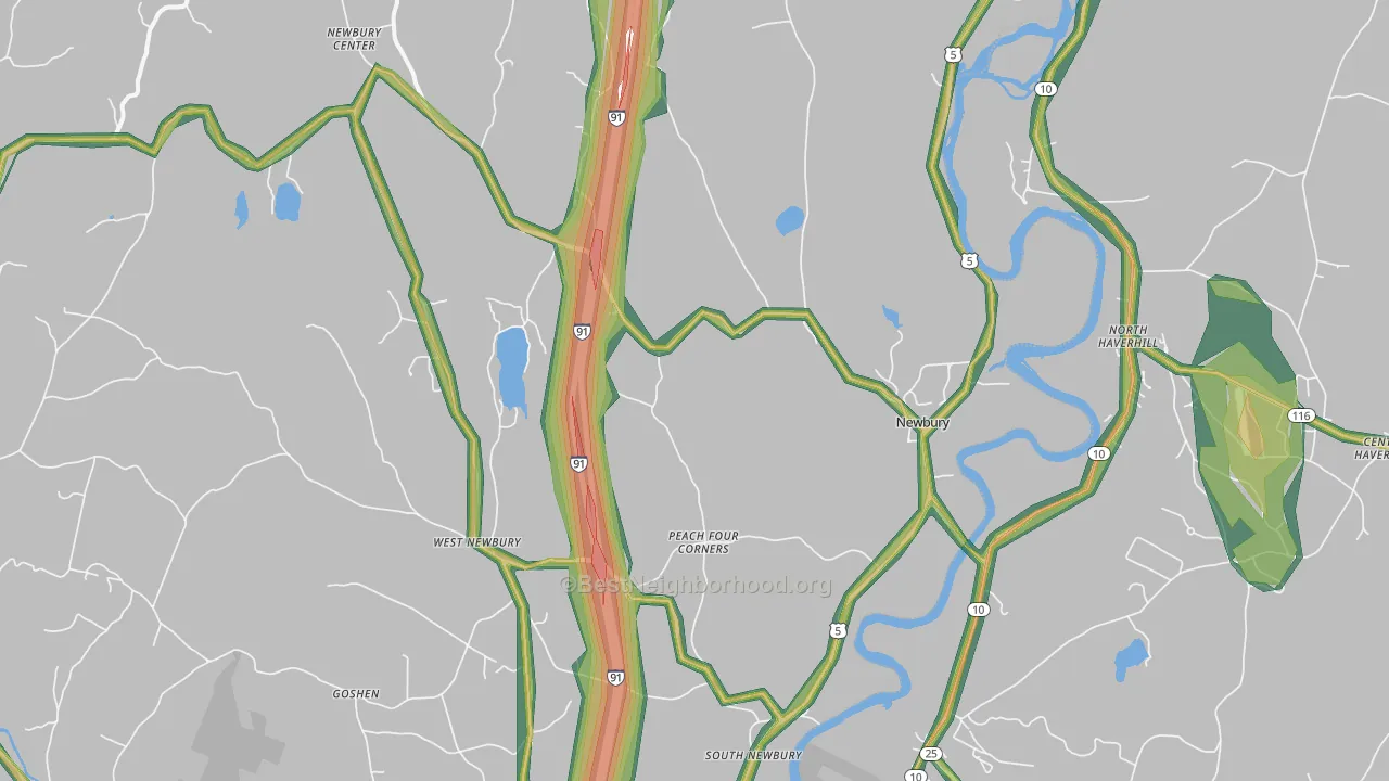 Newbury, VT Map of Noise Levels in Newbury